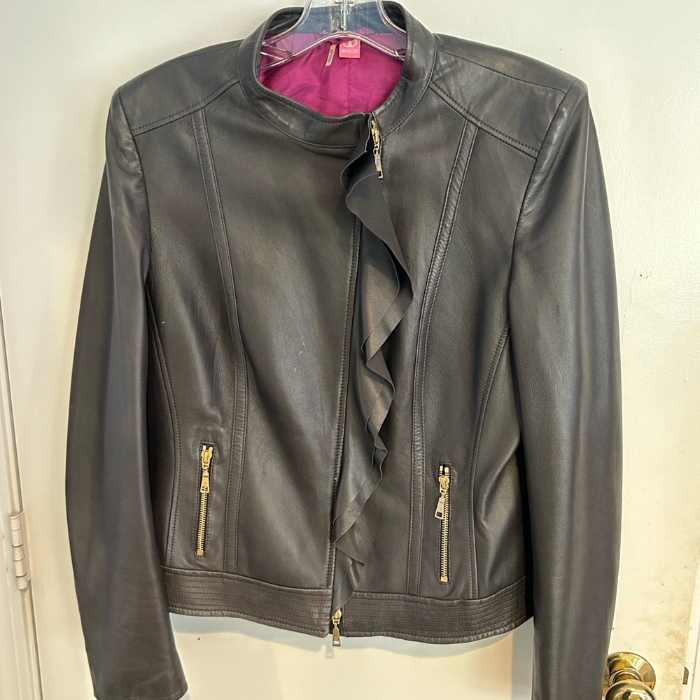 Grey leather softest leather jacket